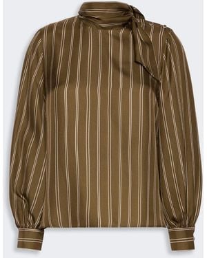 Max Mara Stripe-Print Silk Blouse - Green