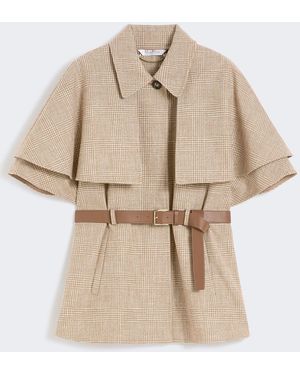 Max Mara Glen Plaid Cotton Cloak - Natural