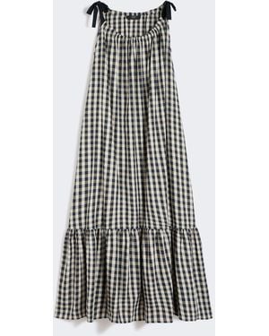 Max Mara Vichy Ramie And Cotton Dress - White