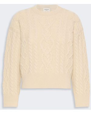 Max Mara Cable Knit Wool Yarn Sweater - White