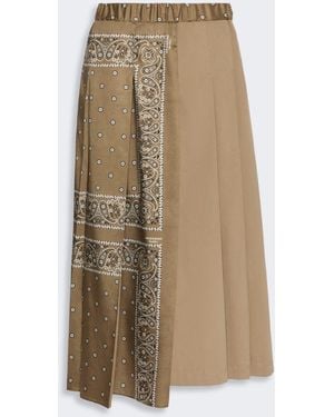 Max Mara Printed Twill And Cotton Drill Skirt - Natural