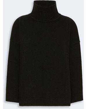 Max Mara Wool Knit Turtleneck Sweater - Black