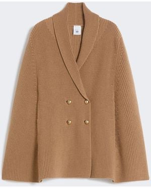 Max Mara Double-Breasted Wool Cape - Natural
