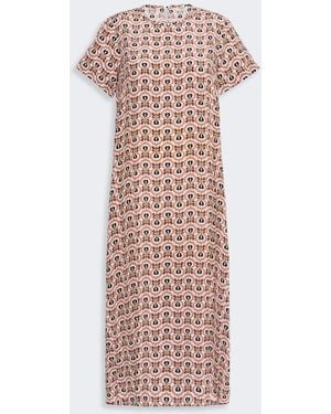 Max Mara Printed Silk T-Shirt Dress - White