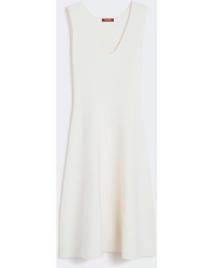 Max Mara Stretch Viscose Calf-Length Dress - White