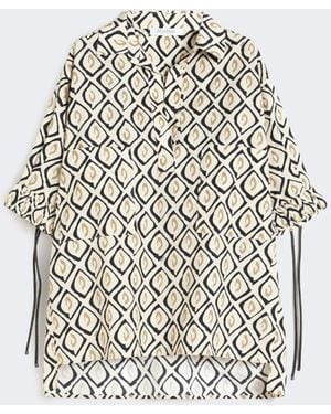 Max Mara Oversized Printed Poplin Shirt - White