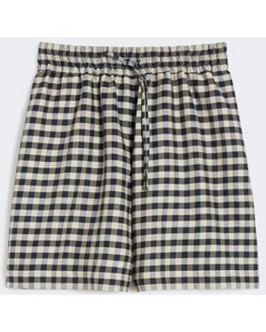 Max Mara Vichy Ramie And Cotton Bermuda Shorts - White
