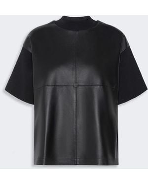Max Mara Leather And Viscose Crepe Boxy Sweater - Black