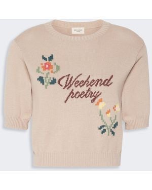 Max Mara Embroidered Cotton Yarn Sweater - Natural