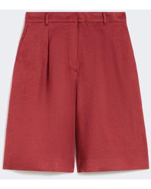 Max Mara Long Linen Canvas Bermuda Shorts - Red