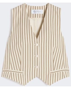 Max Mara Striped Cotton And Silk Canvas Gilet - White