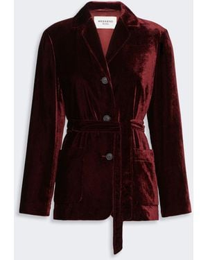Max Mara Velvet Jacket With Belt - Red