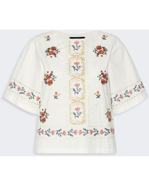 Max Mara Embroidered T-Shirt - Natural