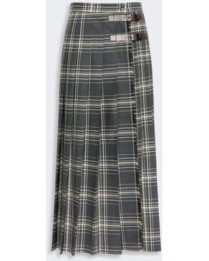 Max Mara Wool Batavia Pleated Skirt - Gray
