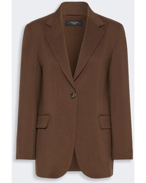 Max Mara Single-Breasted Woolen Cloth Blazer - Brown