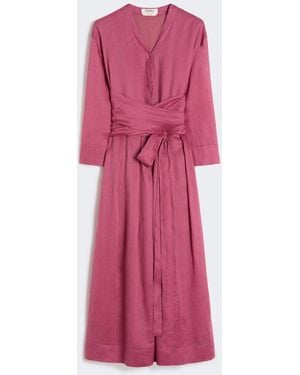 Max Mara Ramie Canvas Midi Dress - Pink
