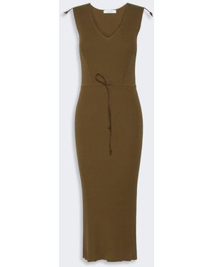 Max Mara Rib-Knit Cotton And Viscose Yarn Dress - Green