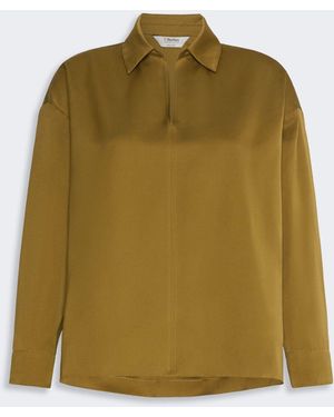 Max Mara Cotton-Blend Satin Blouse - Green