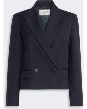 Max Mara Wool And Cotton Gabardine Blazer - Blue