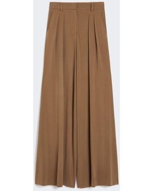 Max Mara Flowing Viscose Jersey Pants - Natural