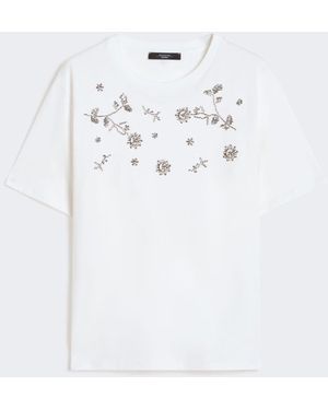 Max Mara Print And Embroidery-Adorned Jersey T-Shirt - White