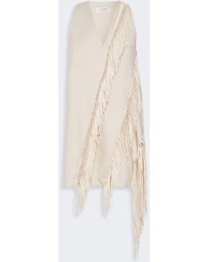 Max Mara Fringed Twill Mini Dress - White