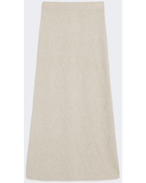 Max Mara Argyle Cashmere Yarn Skirt - White