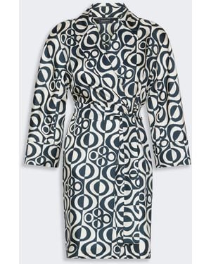 Max Mara Short Printed Silk Wrap Dress - White