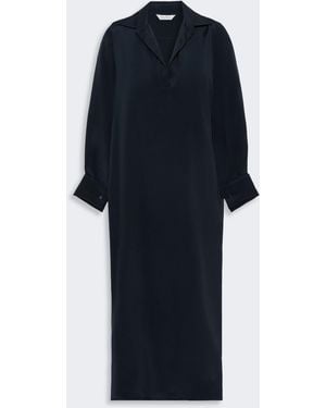Max Mara Silk Crepe De Chine Polo Dress - Blue