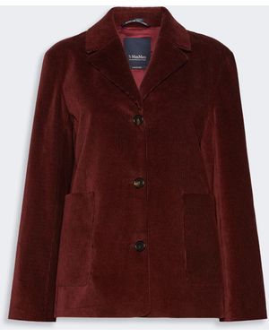 Max Mara Fine Rib-Knit Single-Breasted Velvet Jacket - Red