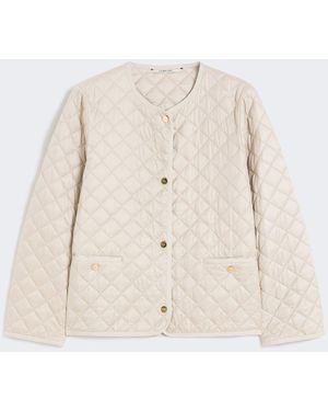 Max Mara Padded Water-Repellent Canvas Round-Neck Jacket - Natural