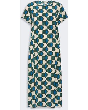 Weekend by Maxmara Printed Silk T-Shirt Dress - Green