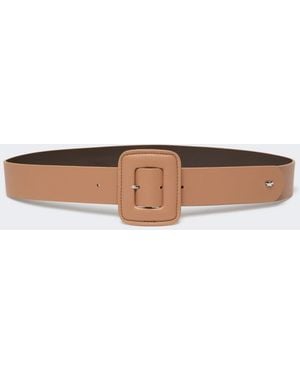 Max Mara Shiny Nappa Leather Belt - White