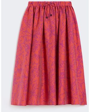 Max Mara Jacquard Cotton And Silk Midi Skirt - Red