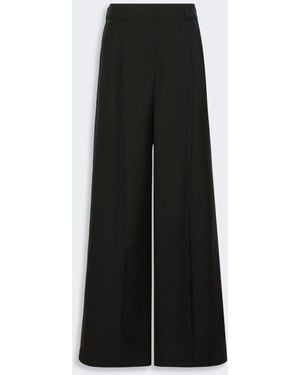 Max Mara Wide-Leg Woolen Cloth Pants - Black