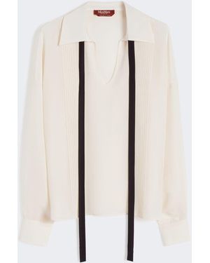 Max Mara Silk Blouse With Bow Tie - White