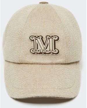 Max Mara Cashmere Drap Baseball Cap - White