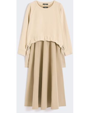 Max Mara Technical Fabric And Cotton Dress - Natural