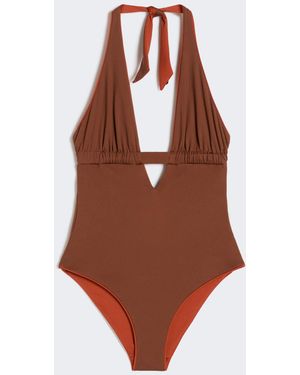 Max Mara Reversible Nylon V-Neck Swimsuit - Brown
