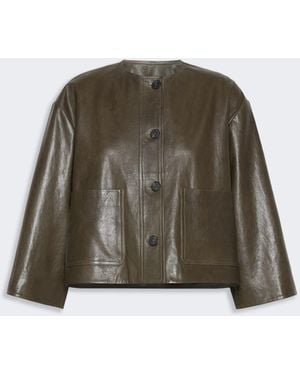 Max Mara Boxy-Fit Nappa Leather Jacket - Green