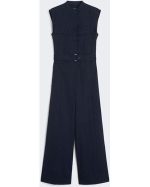 Weekend by Maxmara Cotton Gabardine Jumpsuit - Blue