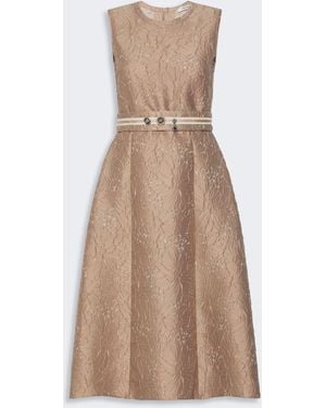 Max Mara Jacquard Midi Dress - Natural