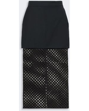 Max Mara Woolen Cloth Pencil Skirt - Black