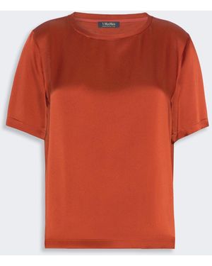 Max Mara Satin Crew-Neck Blouse - Red