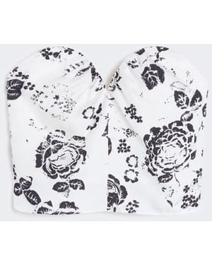 Max Mara Printed Silk Corset Top - White