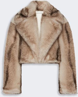 Max Mara Short Furry Jersey Jacket - Natural