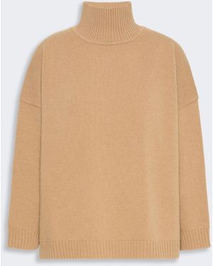 Max Mara Wool Knit Turtleneck Sweater - Natural