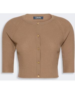 Max Mara Woolen Yarn Cropped Cardigan - White
