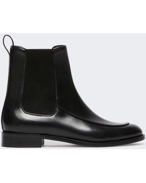 Max Mara Leather Chelsea Ankle Boots - Black