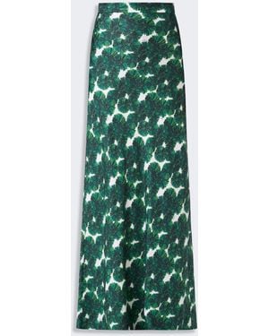 Max Mara Long Printed Silk Skirt - Green